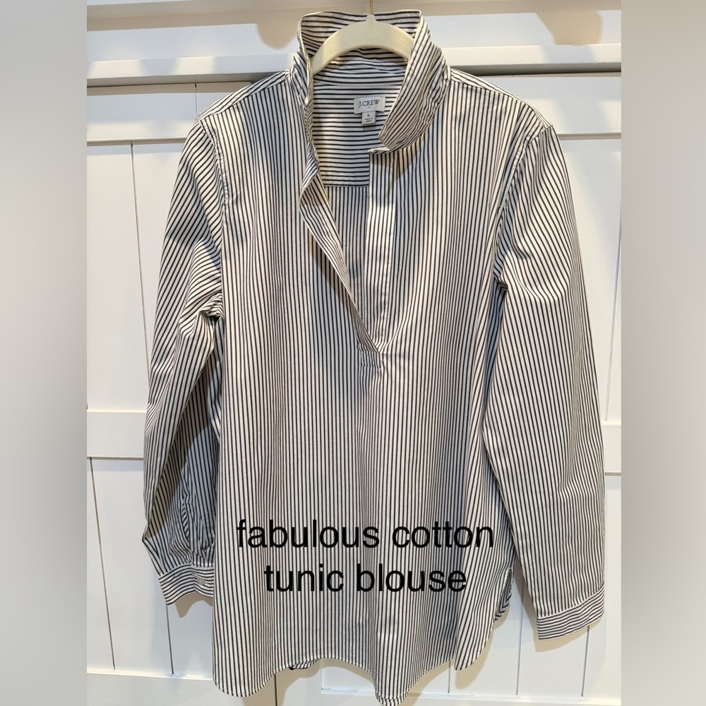 J. Crew Black & White Striped Cotton Tunic